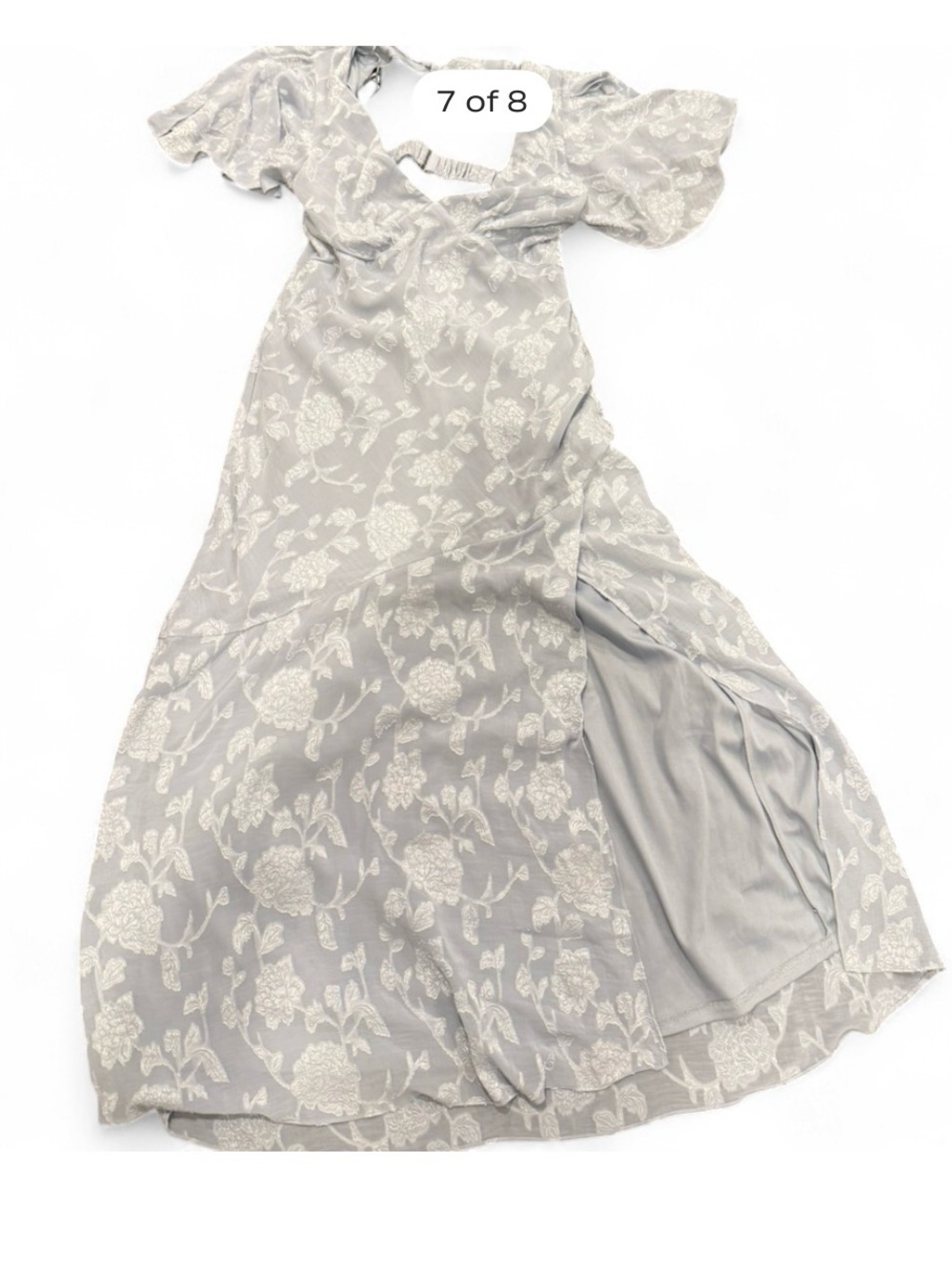 Astr Powder Blue Floral Midi Dress with V-Neck - Picture 5 of 7